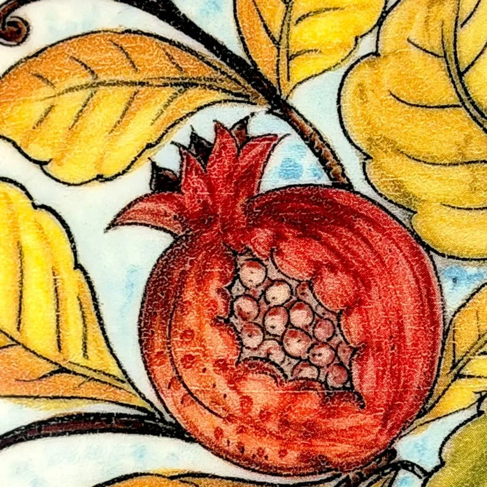 Sur La Table 2000s Italian Fruit Casserole Dish, Figs & Pomegranate Leaves